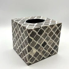 Kassatex  Marrakesh Tissue Cover Grey White Black Natural Bone India Square