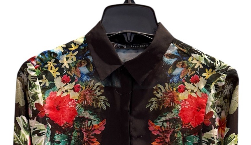 Zara Basic Semi Sheer Button Down Blouse With Vib… - image 3