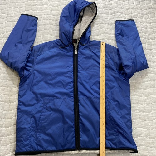 Nike Jacket Boys Medium Blue Hooded Full Zip Embroidered Swoosh Fleece Lined - Picture 12 of 13