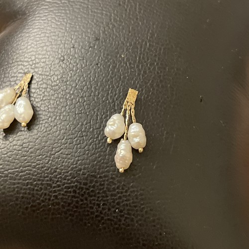 Atemberaubende Vintage 14K massiv Gelbgold Saatperlen Ohrhänger zierlich - Bild 2 von 7