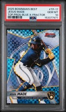 2025 Bowmans Best Jesus Made Blue X-Fractor /150 PSA Gem 10 Brewers