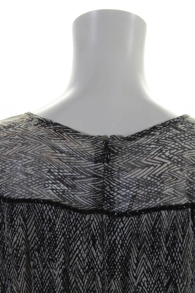 Vestido Vaina Ella Moss Para Mujer Seda Rayas Cuentas Recortado Cuello Redondo Gris Talla S Foto 4 de 4