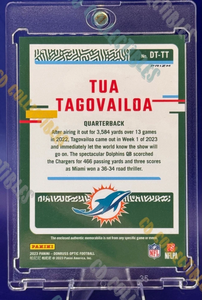 TUA TAGOVAILOA PRISM JERSEY REFRACTOR CARD SP PANINI MIAMI DOLPHINS MINT - Image 4 of 4