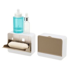 2 Pack Dust-Proof Soap Holder for Shower Wall(Khaki, 4.72 x 3.94 Inches)