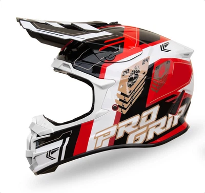 Casque Cross PROGRIP 3080 Rouge/Noir Moto Enduro Offroad Adulte Omol Ece 22.06 - Photo 1/3