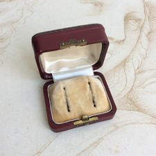 Ecrin Coffret à Bijou Boucles d'Oreille Ancien en Cuir début XXème