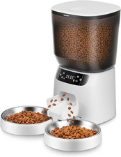 Automatic Cat Feeders for Two Cats, 5L/20 Cups Double Automatic Cat Food Dispens