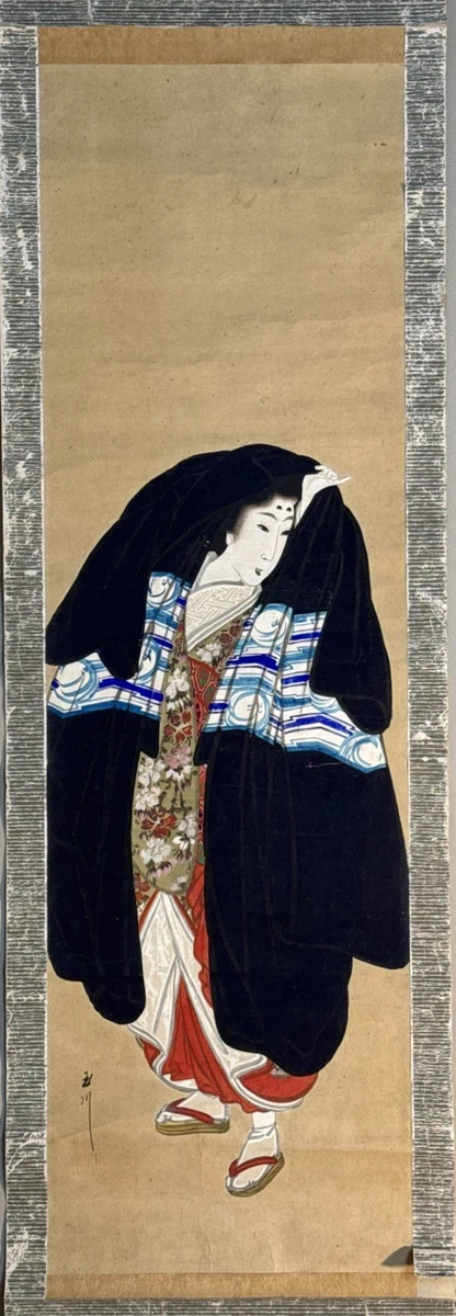 艺妓画在古董日本画作、画卷| eBay