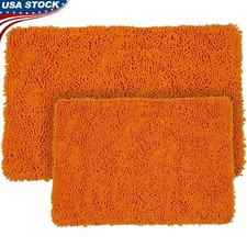 Memory Foam Bath Mat Set 2-Piece Non-Slip Chenille Bathroom Rugs Absorbent Mat