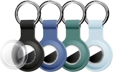 [4 Pack] for AirTag Holder A4-Black/Dark Green/Dark Blue/Grey Blue 