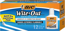 Wite-Out Brand Quick Dry Correction Fluid, 20 Ml, White, 12-Count