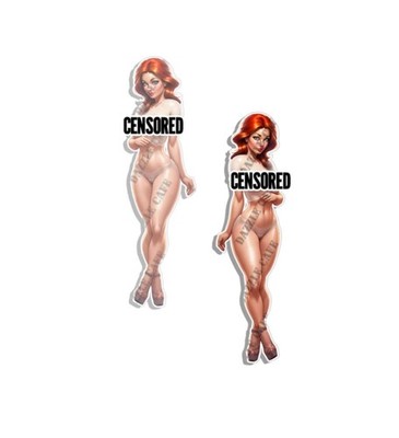 Pin Up Girl Seductive Redhead Hotty Sticker Sexy Nose Art Uncensored Decals