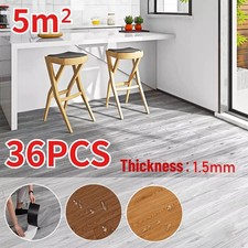 36PCS 5 m² Floor Planks Tiles Grey Oak Self Adhesive Wood Effect Vinyl Flooring