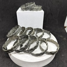 Set Of 12 Heavy Braided Curtain Rings Pewter Tone Metal Drapery Hardware