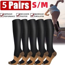 NEW Copper Compression Socks   20-30mmHg Graduated Support for Men  Women, S/M