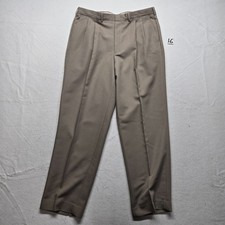 VTG Farah Platinum Pants Mens 36x30 Tan Dress Trousers Pleated Wool Blend Cuff