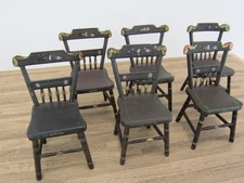 6 Artisan Miniature Dining Chairs Hand Painted 1:12 Vintage Dollhouse