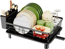 GHERISN Dish Drainer Rack with Drip Tray, Sink Dish Drainer with Drainage Spo...