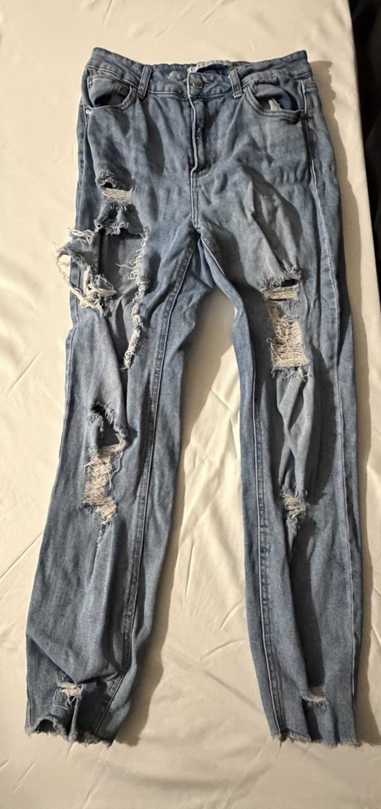 INS ELTON Women's Light Blue Distressed Skinny Denim Jeans