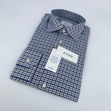 Eton Dress Shirt Mens M 15 1/2 - 39 Multi Plaid Twill Contemporary Fit Business