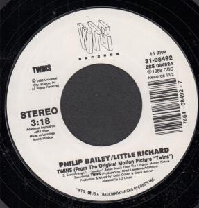 Philip Bailey and Little Richard Twins 7'' vinyl USA Wtg 1988 Featuring long and