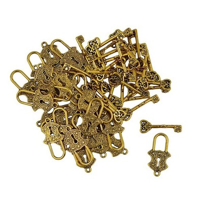 30 Set Filigrane Key Lock Toggle-Verschlüsse Connector DIY Making Vintage Gold