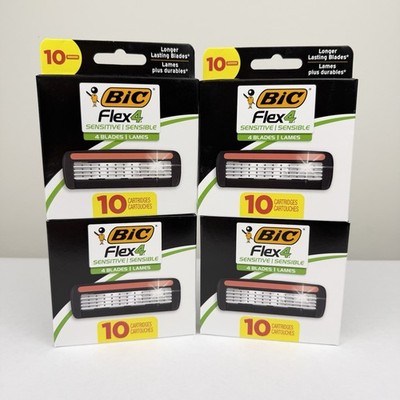 Bic 4x Flex 4 Refillable Razor Cartridges 4 Blade Heads Sensitive Skin 40 CT