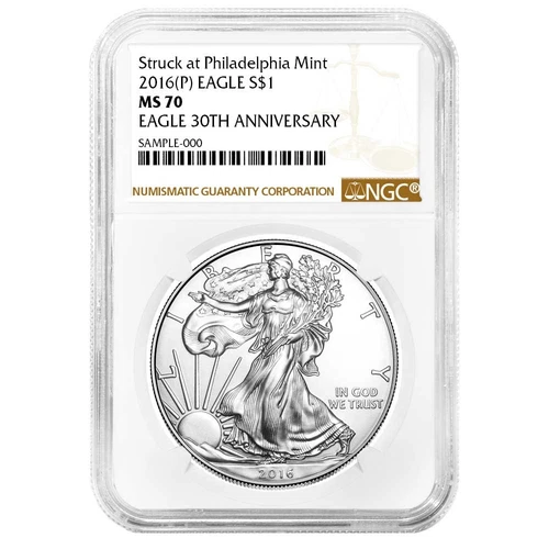 2016 (P) $1 1-oz American Silver Eagle NGC MS70 Brown Label