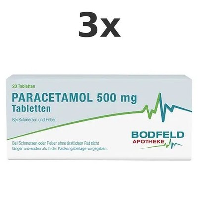 3x Paracetamol 500 mg Tabletten Bodfeld Apotheke 20 St - PZN 18300033