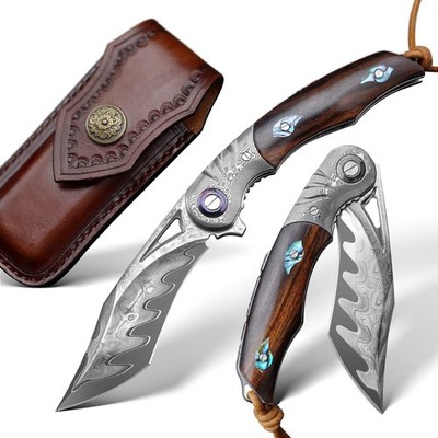 3.7 Inch Folding Pocket Knife, Japanese SKD11 Damascus Steel Blade - Outdoor ...