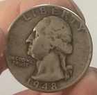 1948 25C Silver Washington Quarter Philadelphia Mint U.S. Silver Coin