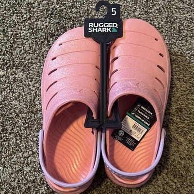 Rugged Shark Women's Comfort Eva Clog Sandals Baby Pink w/ Glitter Size 5 NEW