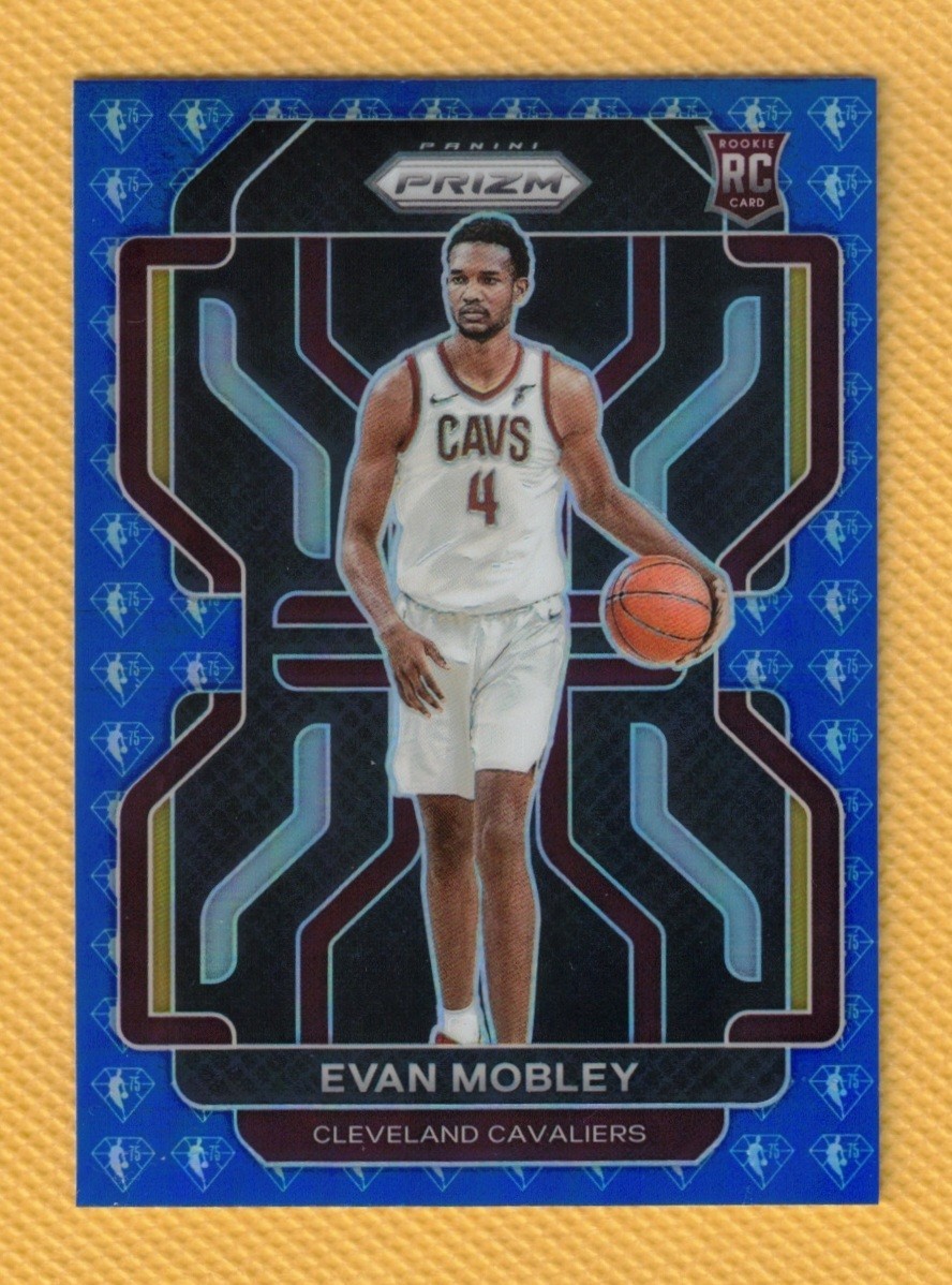 EVAN MOBLEY 2021-22 Panini Prizm 75th Anniversary Blue Prizm Rookie Card #325