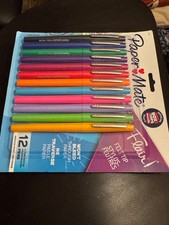 PAPER MATE FLAIR FELT TIP PENS, MEDIUM POINT 0.7MM, ASSORTED COLORS, 12 PACK