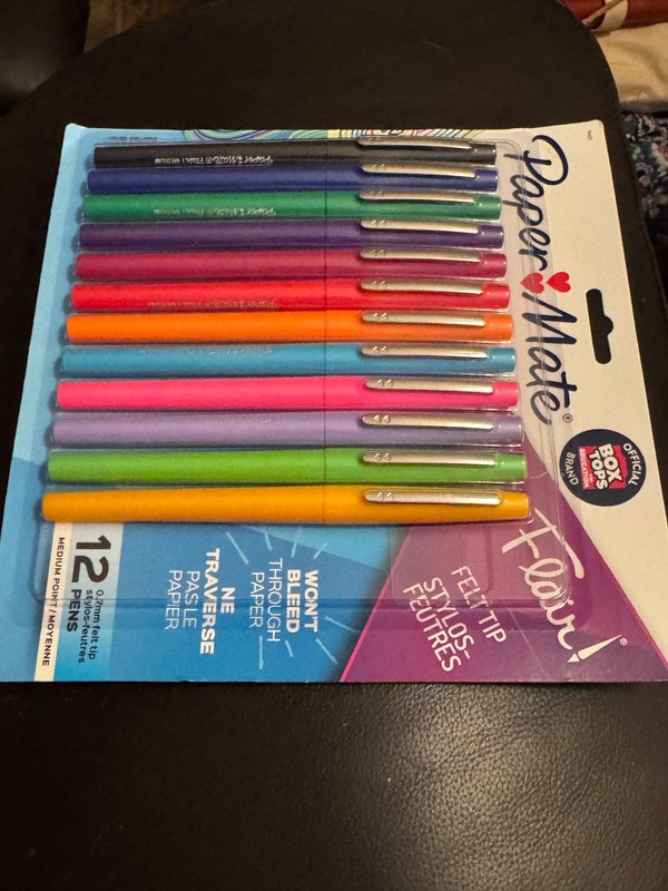 PAPER MATE FLAIR FELT TIP PENS, MEDIUM POINT 0.7MM, ASSORTED COLORS, 12 PACK