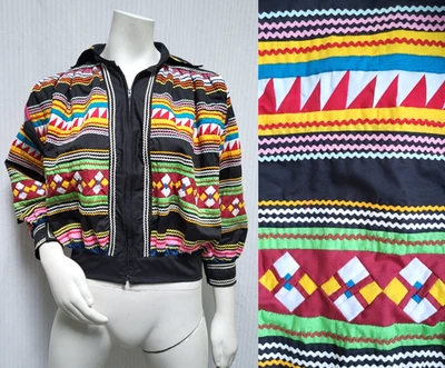RARE Vintage Handmade Seminole Native American Patchwork Jacket w/ Ric Rac - S - Photo 1/4
