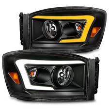 Halogen Crystal Switchback C-bar Headlight Set Black For 2006-2009 Dodge Ram Halogen Crystal Switchback C-bar Headlight Set Black For 2006-2009 Dodge Ram