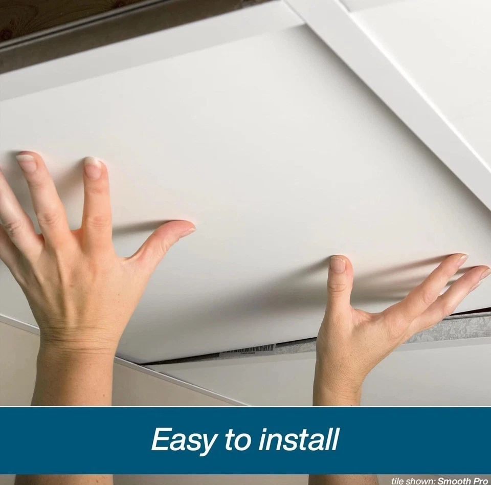 批量 2 件(12 件装 2x2 白色天花板瓷砖)防水防火PVC(共 24 件) — 第 3/4 张图片