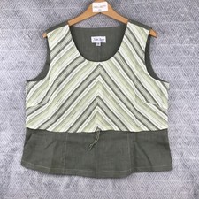 Nous Aussi Paris Gilet Haut Femme 50 Vert Rayé Sans Manches Classique Été