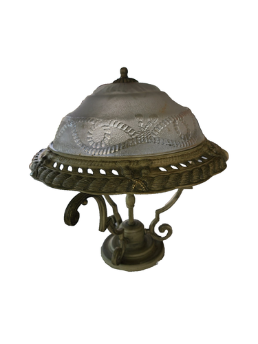Vintage Frosted Glass Round Ceiling Lamp Set with fixtures, Light bulbs not incl - Picture 7 of 14