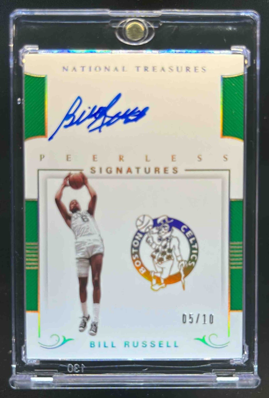 2017-18 National Treasures Bill Russell Peerless Signatures Gold Auto #5/10