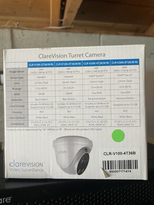 ClareVision 4MP IP Turret Camera, 3.6 mm Lens - CLR-V100-4T36b / black (openbox)