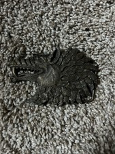 Vintage Dragon Solid Brass Belt Buckle Indiana Metal Craft JR Gray