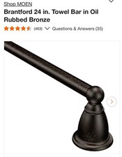 Moen Brantford YB2224ORB 24  Towel Bar Oil Rubbed Bronze Bathroom Hardware New