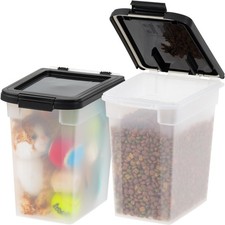 10 Lbs. Airtight Pet Food Container 2Pk Dog Cat Food Storage Bin Treat Box