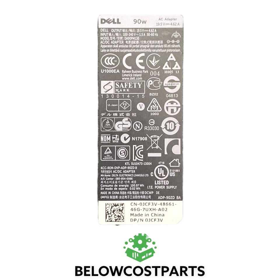 Cargador adaptador de CA Dell 90W 19,5 V 4,62 A DA90PM130 JCF3V - Original OEM usado Foto 2 de 2