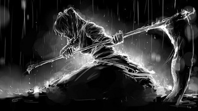 Anime scythe monochrome rain girls fantasy art Play Gaming Mat Desk Game Desk