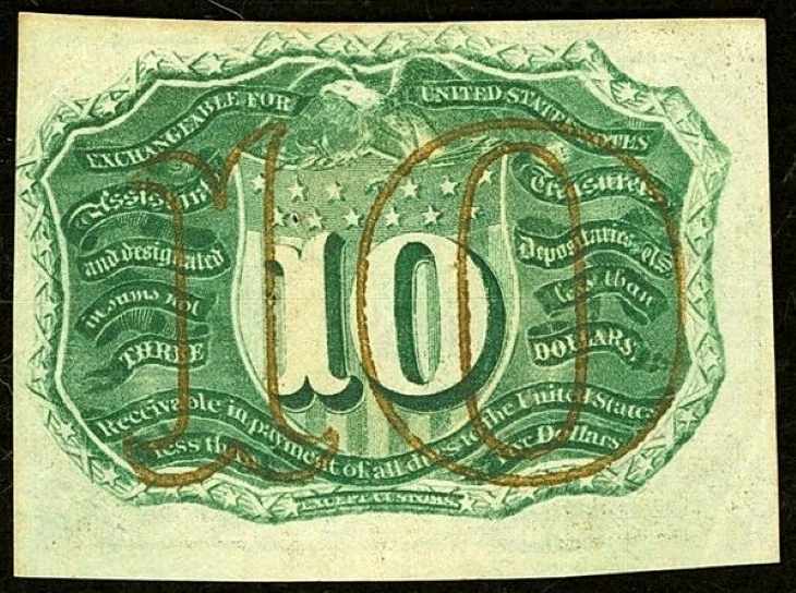 US 10¢ Ten Cents Fr. 1244 Second Issue Without Surcharges on back  PMG AU53 - Image 4 of 4