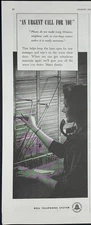 Magazine Ad* - 1942 - AT&T / Bell System - World War 2 - Urgent call for you