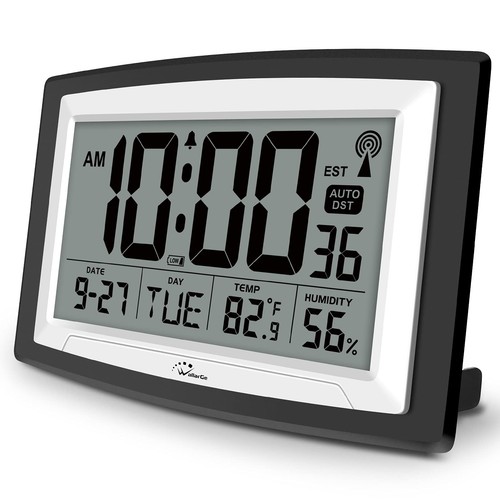 Clock with Indoor Temperature and Humidity 12.5" Self-Setting Digital Wall Clock